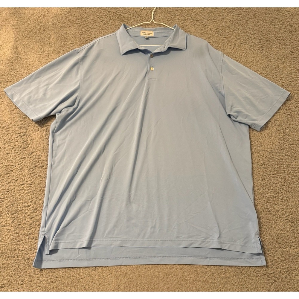 Peter Millar Summer Comfort Polo Shirt Men XXL‎ Blue Performance Stretch Golf